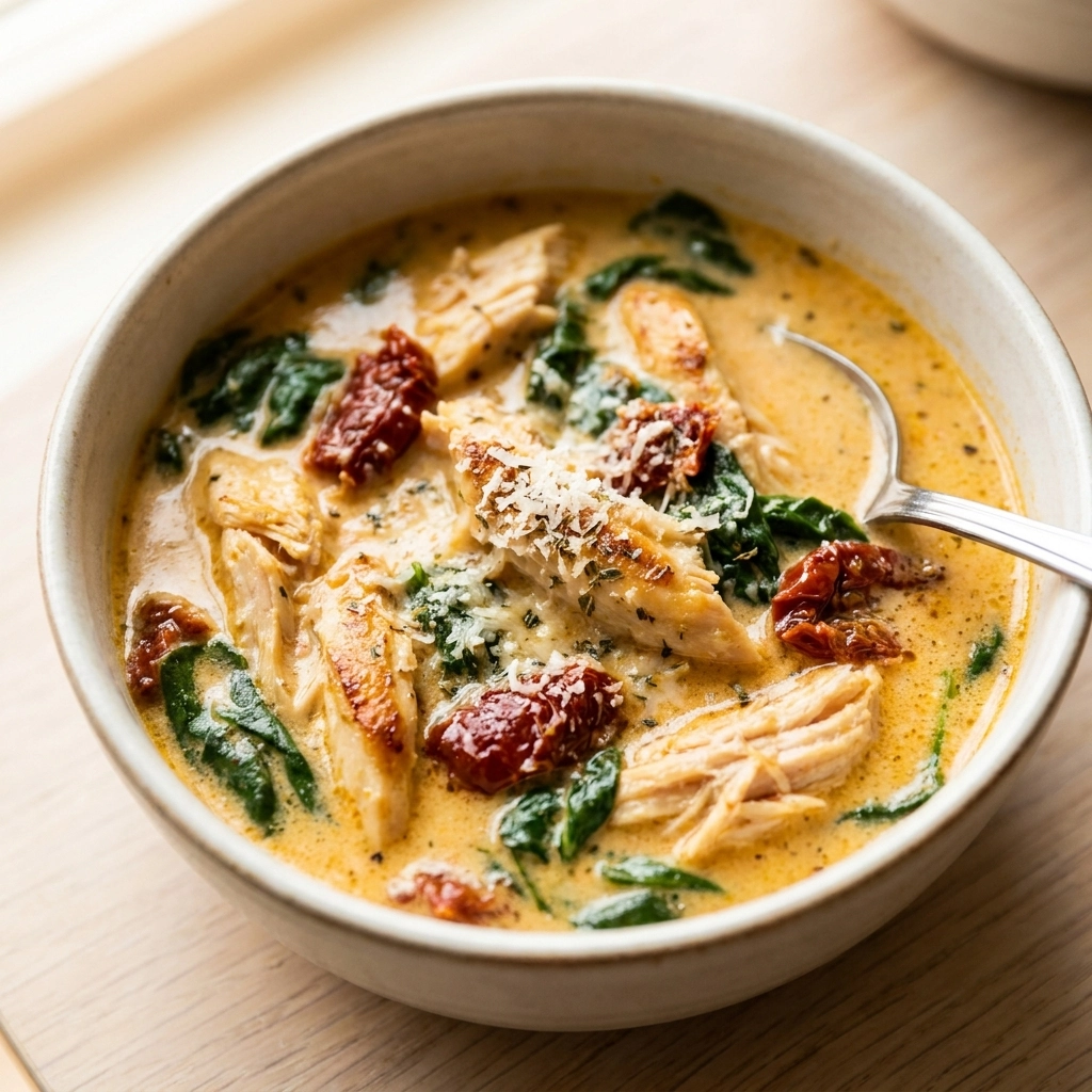 Ultimate Creamy Tuscan Chicken Soup with Sun-Dried Tomatoes | Easy Dinner Idea