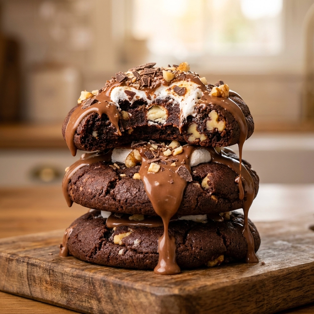 The Ultimate Rocky Road Chocolate Fudge Cookies | Easy Chocolate Dessert Recipe