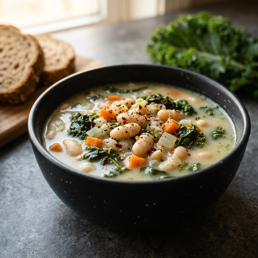 The Coziest Tuscan White Bean & Kale Soup Recipe | Healthy Winter Soup