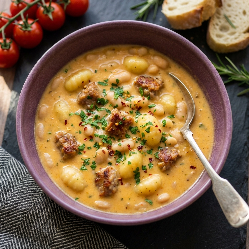 Hearty Potato Cheddar Soup with Italian Sausage | Easy Comfort Food Dinner