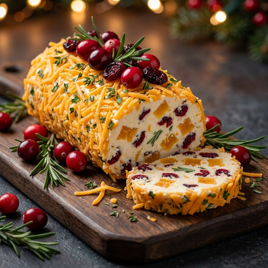 Festive Pineapple-Cranberry Cheddar Cheese Log | Holiday Appetizer Idea