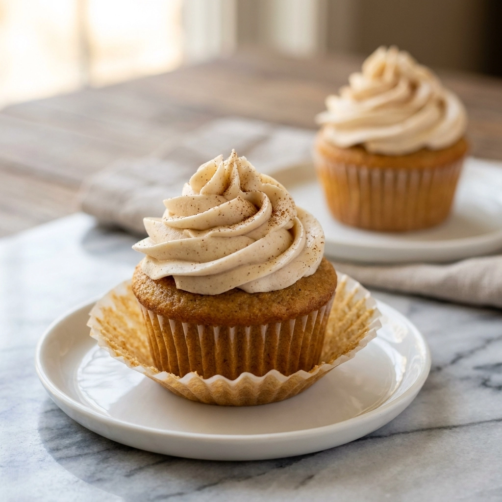 Vanilla Chai Spice Cupcakes with Warm Cinnamon Frosting | Cozy Fall Dessert