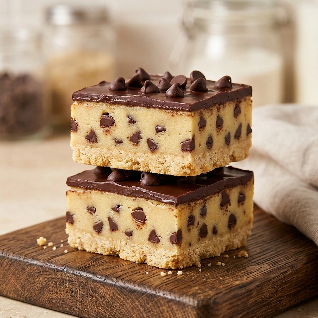No Bake Chocolate Chip Cookie Dough Bars | Easy Edible Cookie Dough Dessert