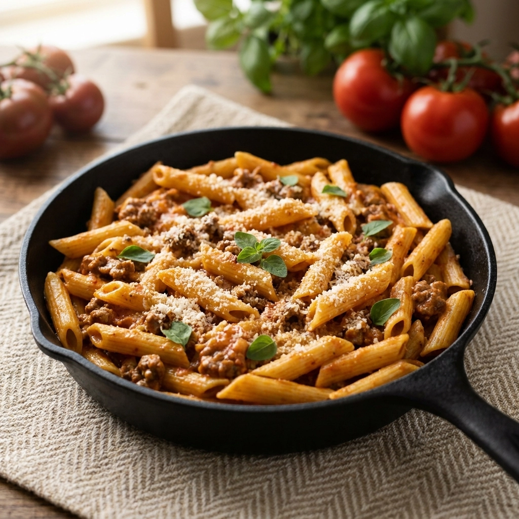 High Protein Creamy Beef Pasta | Easy Healthy Ground Beef Dinner Idea