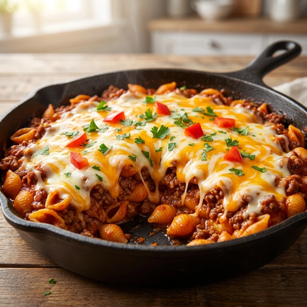 Cheesy Sloppy Joe Casserole with Golden Potato Crust | Easy Family Dinner Idea
