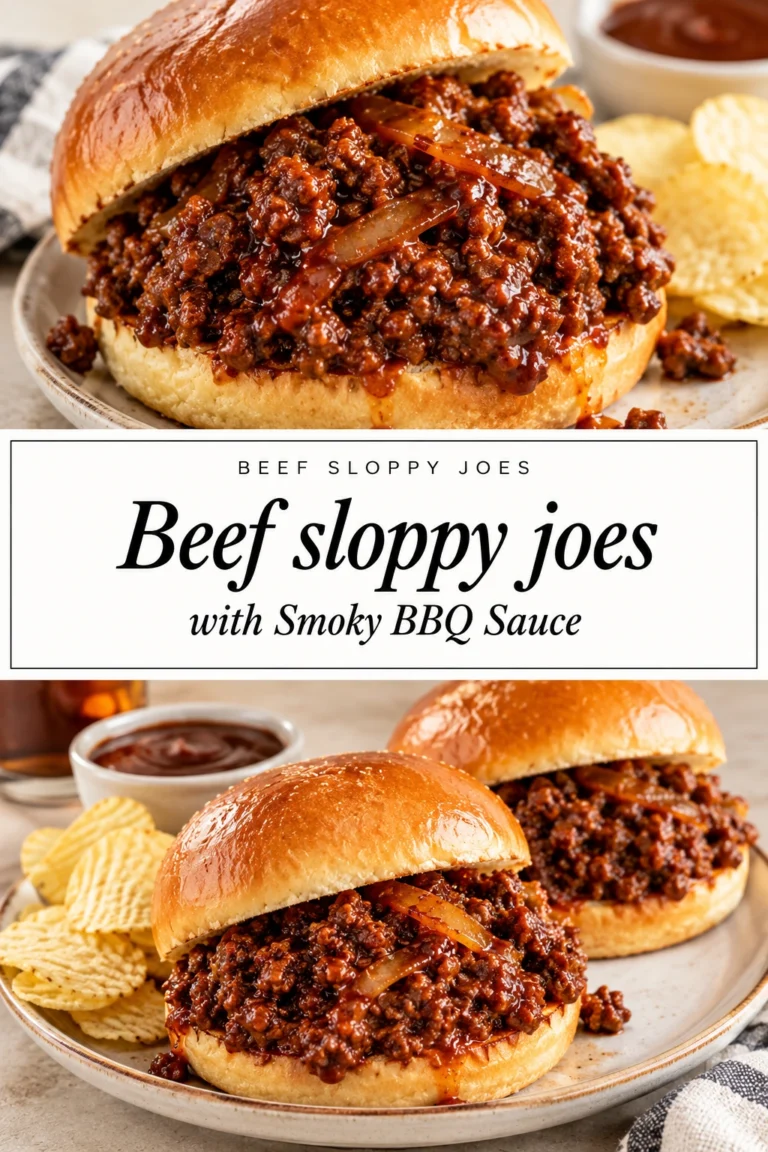 Two open-faced beef sloppy joe sandwiches on toasted buns, piled high with saucy ground beef and melted cheese.