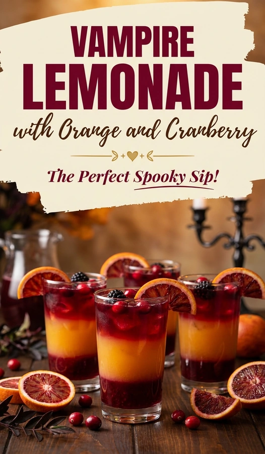Layered orange and cranberry lemonade in a glass with ice, garnished with a lemon slice and fresh mint.
