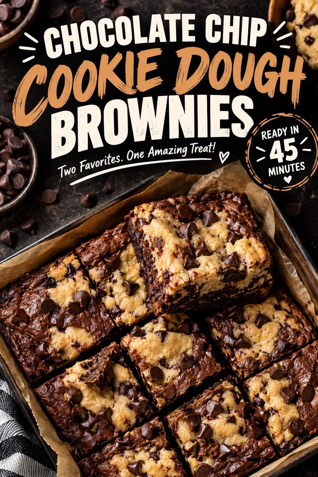 Chocolate Chip Cookie Dough Brownies | Best Dessert Mashup Recipe recipe