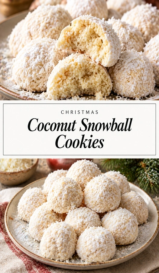 Christmas Coconut Snowball Cookies | Easy Holiday Dessert Recipes recipe