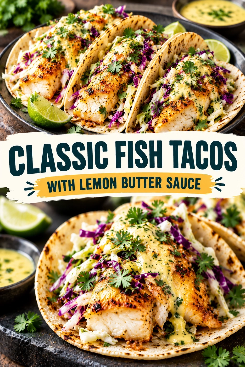 Classic Fish Tacos with Lemon Butter Sauce | Easy Seafood Dinner Ideas recipe