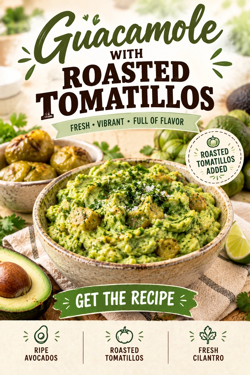 Guacamole with Roasted Tomatillos | Smoky Mexican Avocado Dip Recipe recipe