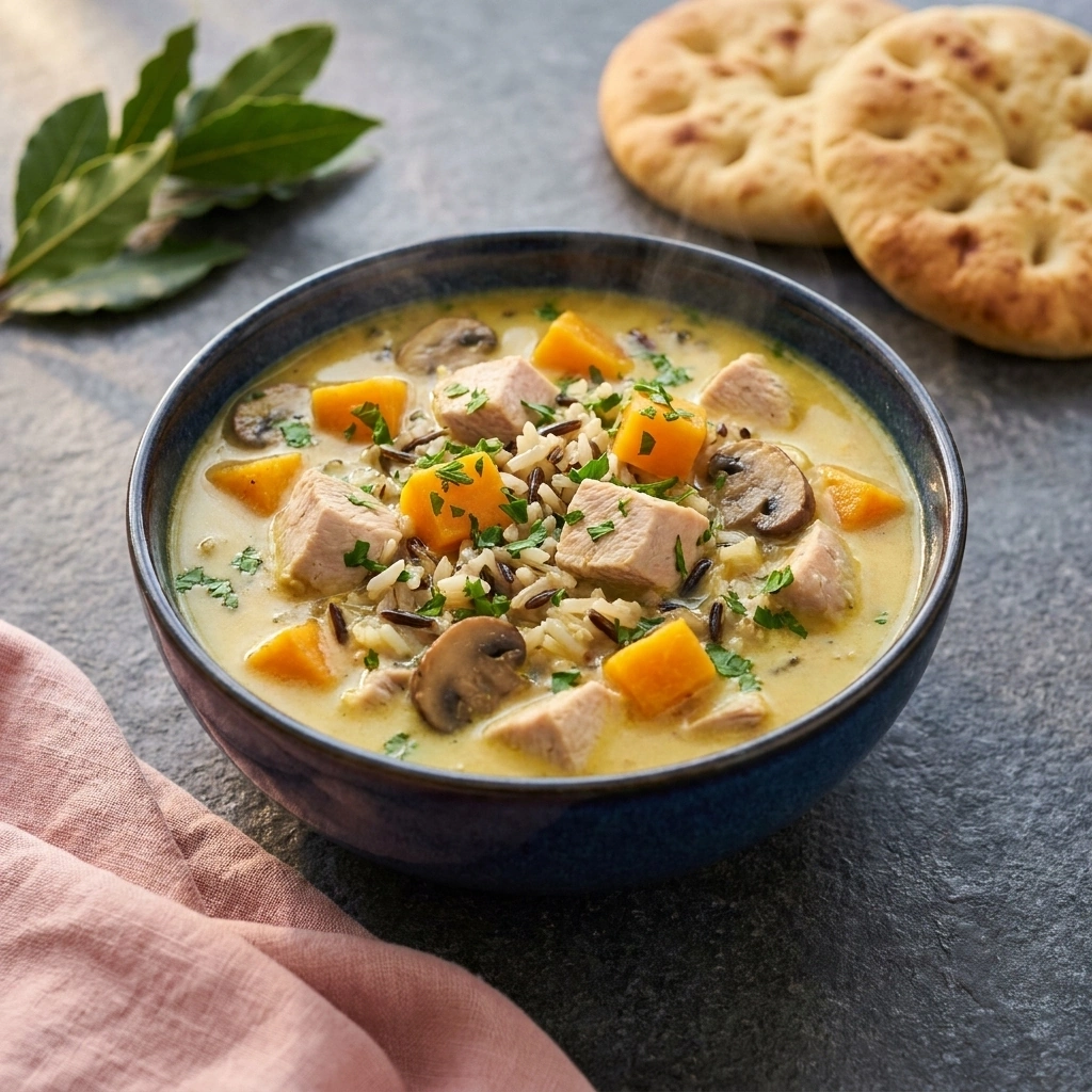 Creamy Turkey Wild Rice Soup | Healthy Leftover Turkey Soup Recipe recipe