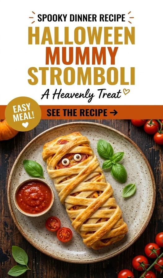 Halloween Mummy Stromboli Dinner: A Heavenly Treat | Easy Spooky Dinner Ideas recipe
