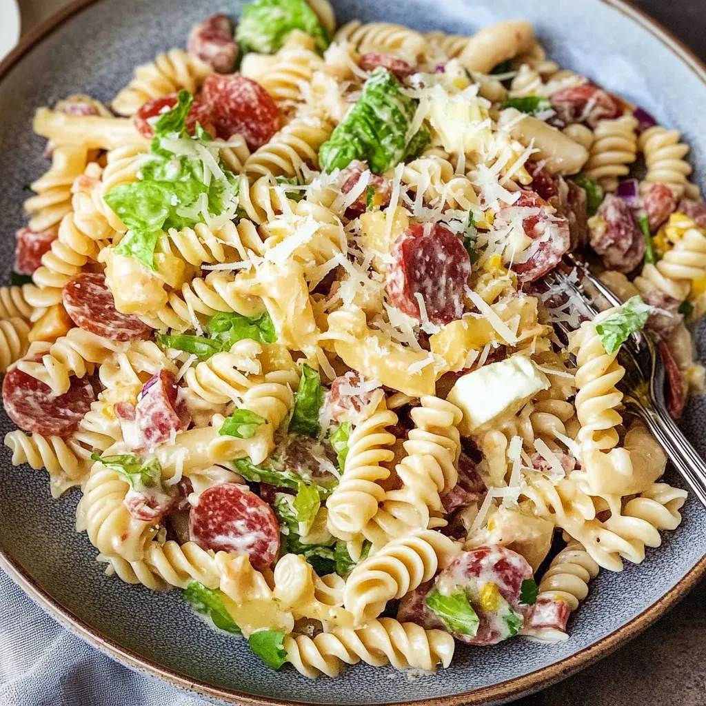 Tasty Italian Pasta Salad with Salami & Mozzarella recipe