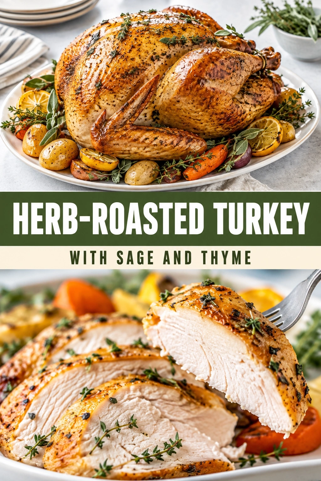 Herb-Roasted Turkey with Sage and Thyme | Easy Thanksgiving Turkey Recipe recipe