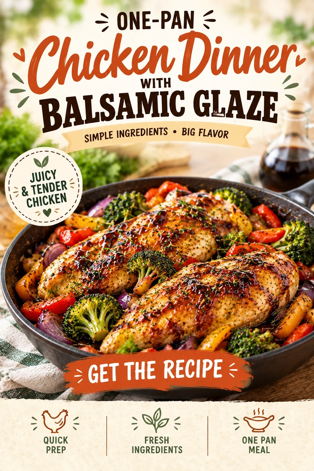 One-Pan Chicken Dinner with Balsamic Glaze | Easy Healthy Weeknight Meal recipe