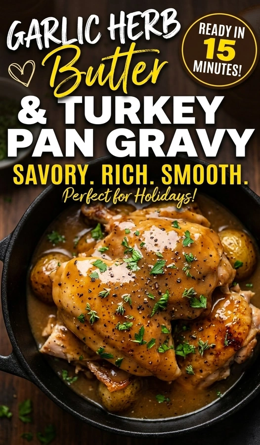 Turkey Pan Gravy with Garlic Herb Butter | Easy Thanksgiving Gravy Recipe recipe
