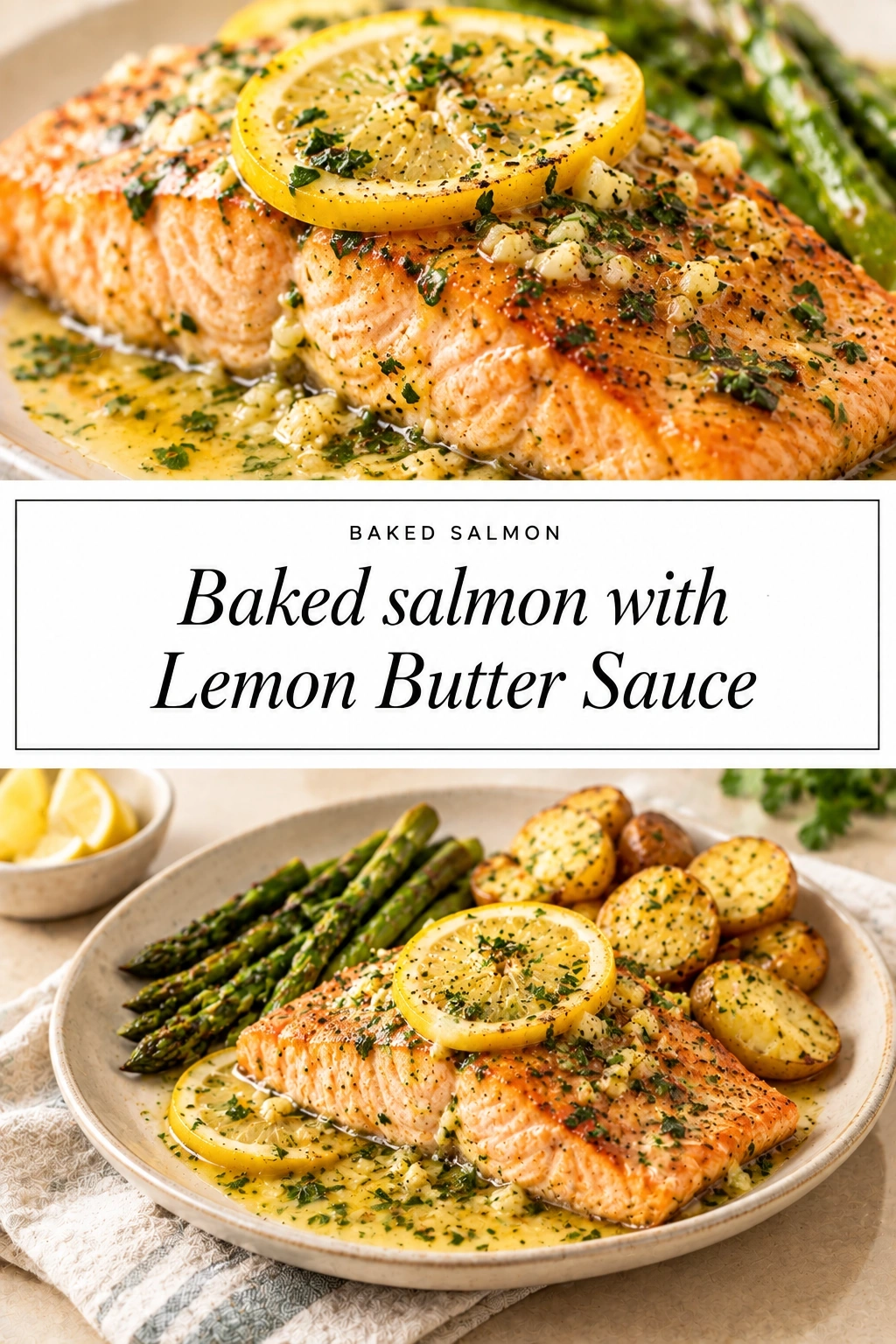 Baked Salmon with Lemon Butter Sauce | Easy Healthy Dinner Idea recipe