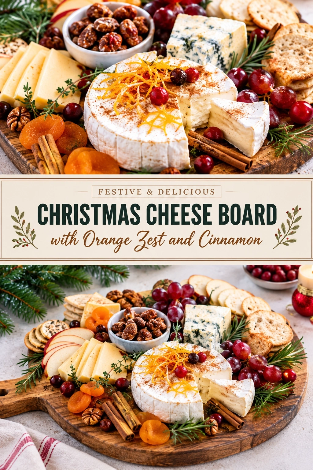 Christmas Cheese Board with Orange Zest and Cinnamon | Festive Holiday Appetizer recipe
