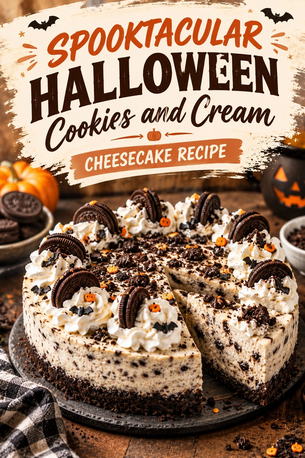 Spooktacular Halloween Cookies and Cream Cheesecake Recipe | Easy Halloween Dessert recipe