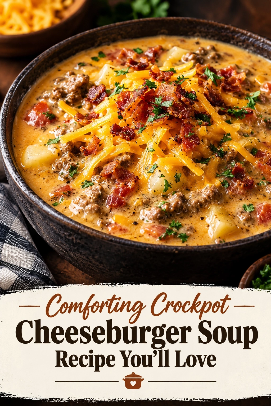 Comforting Crockpot Cheeseburger Soup Recipe You’ll Love | Easy Slow Cooker Dinner recipe
