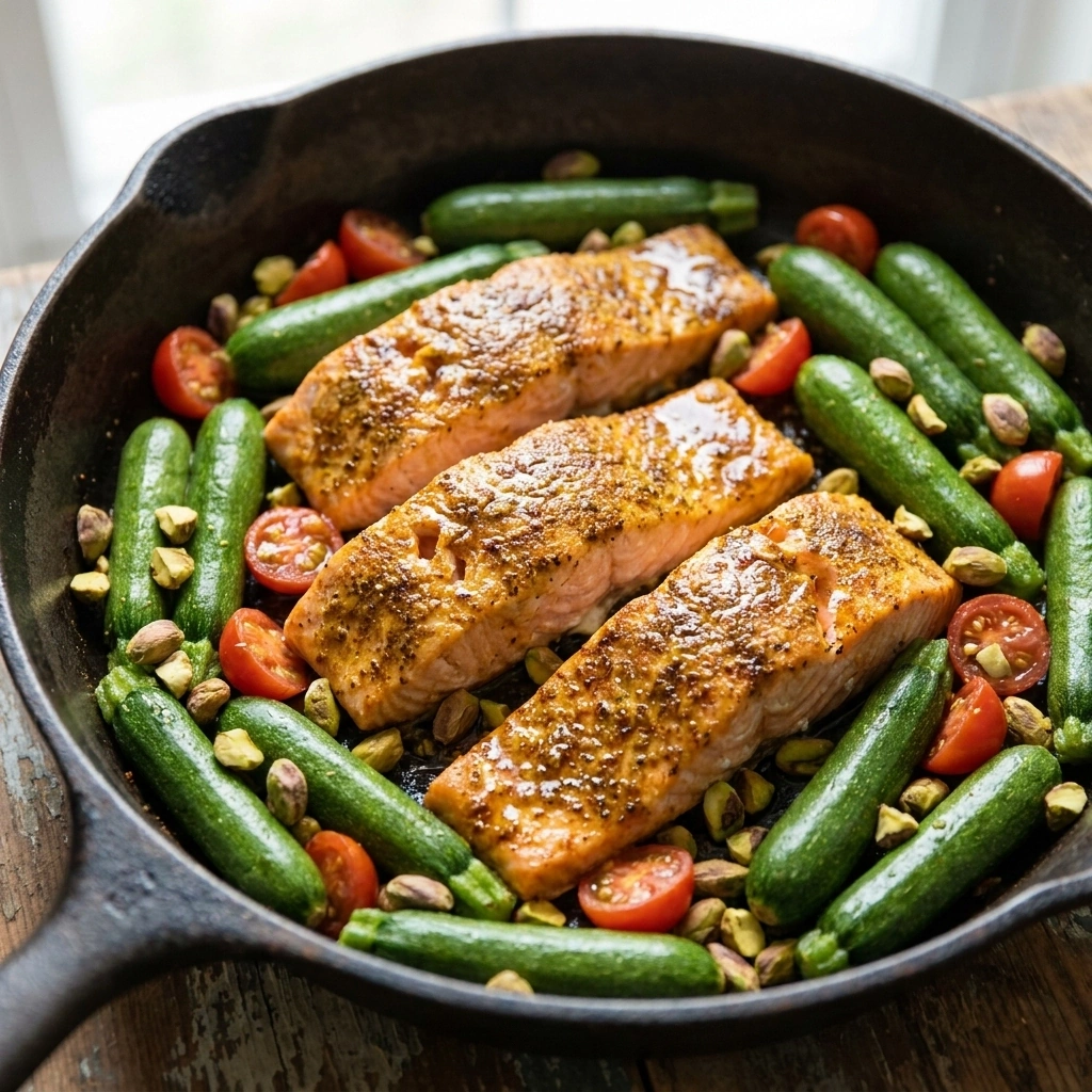 Crunchy Pistachio Baked Salmon with a Honey-Lemon Glaze | Easy Healthy Dinner Idea recipe