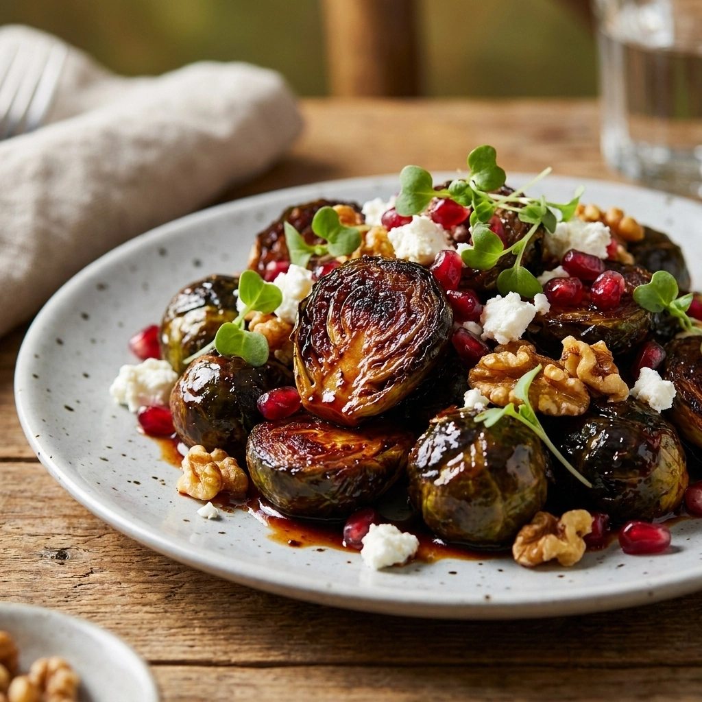 Irresistible Crispy Balsamic Roasted Brussels Sprouts | Easy Healthy Side Dish recipe