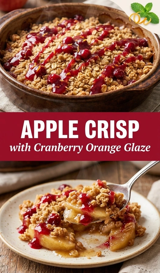 Apple Crisp with Cranberry Orange Glaze | Easy Fall Dessert Recipe recipe