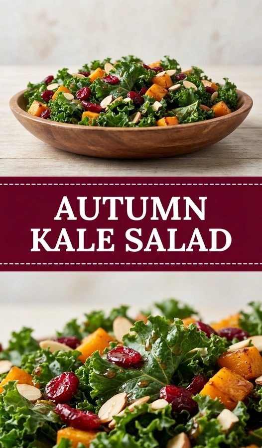 Autumn Kale Salad with Maple Balsamic Vinaigrette Delight | Healthy Fall Salad Recipe recipe