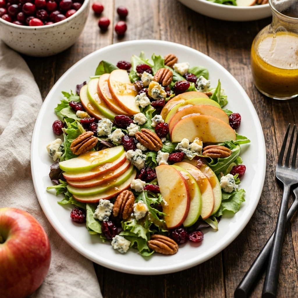 Apple Cranberry Salad With Maple Dijon Dressing Delight | Fall Harvest Salad Recipe recipe