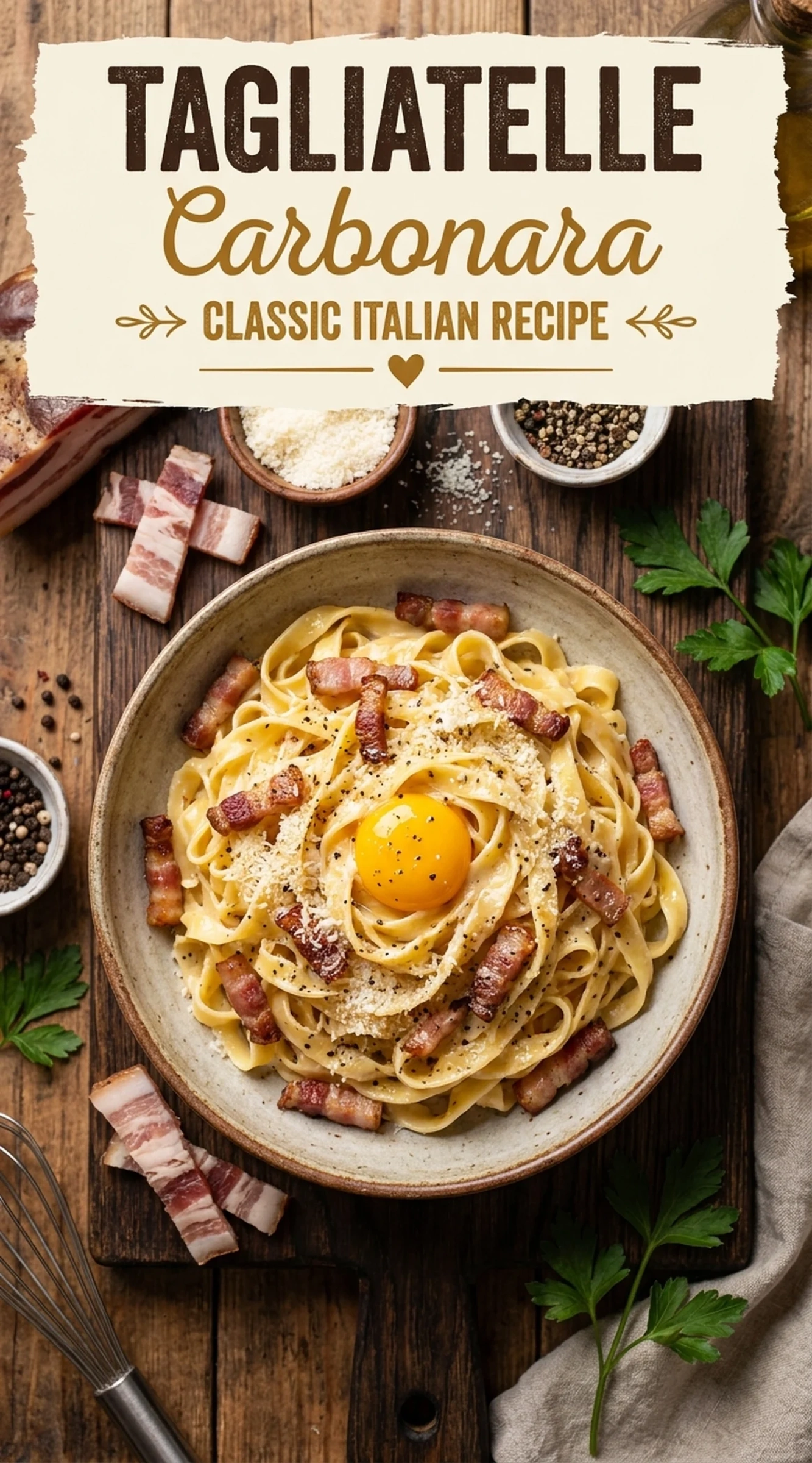 Silky Tagliatelle Carbonara with Guanciale | Authentic Italian Pasta Recipe recipe