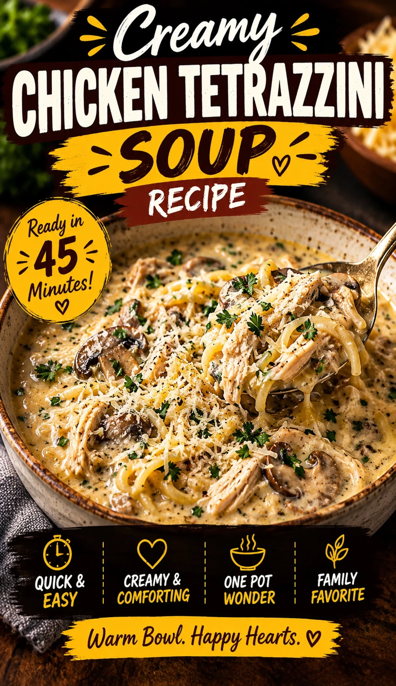 Creamy Chicken Tetrazzini Soup Recipe | Cozy Comfort Food Dinner Idea recipe