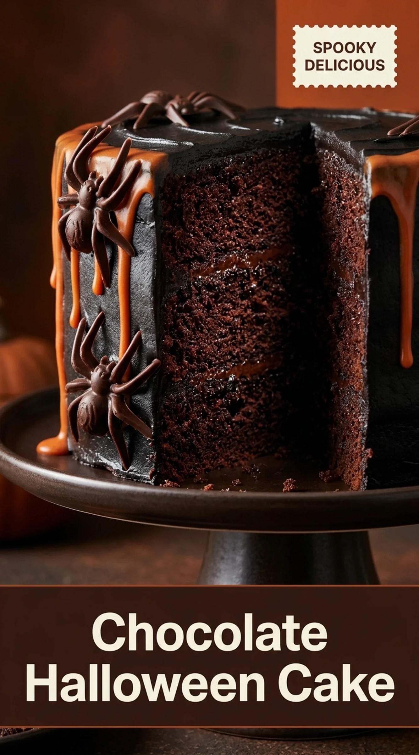 Chocolate Halloween Cake | Elegant, Spooky Fun for Adults | Adult Halloween Dessert recipe