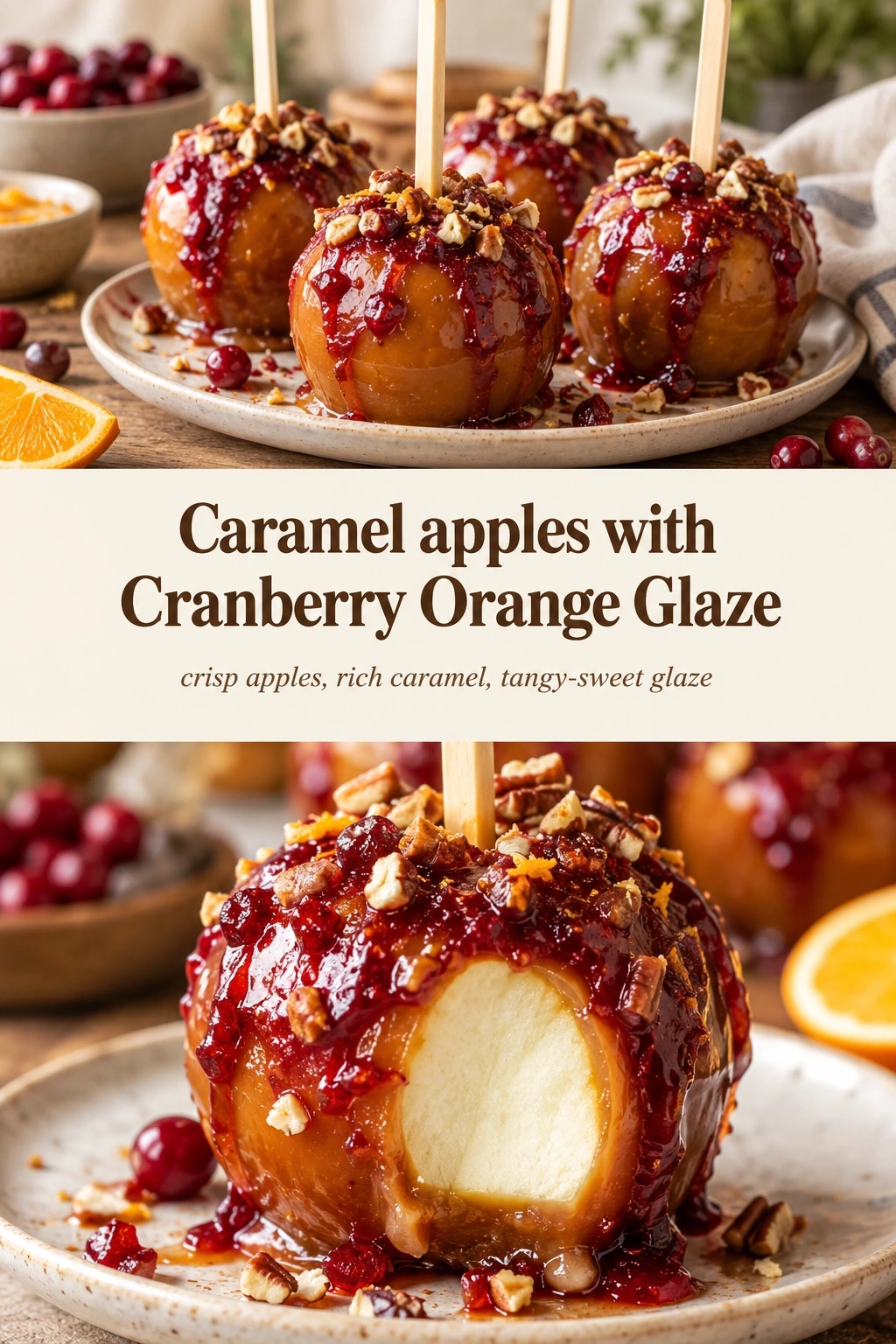 Caramel Apples with Cranberry Orange Glaze | Festive Fall Dessert Idea recipe