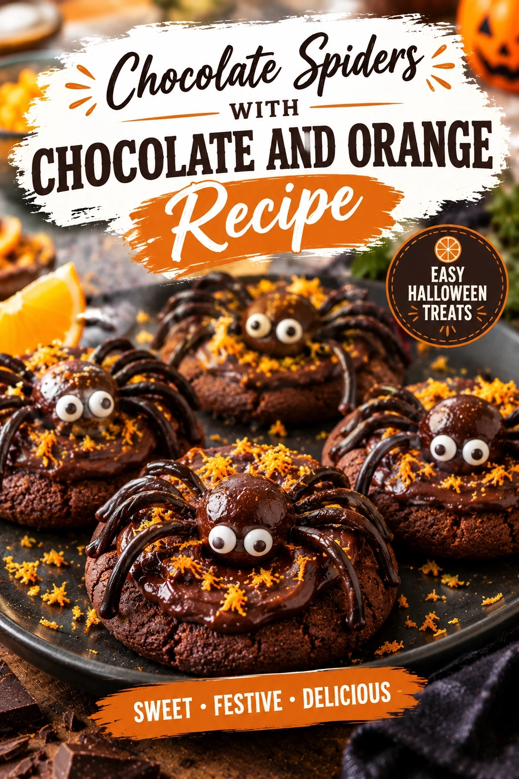 Chocolate Spiders with Chocolate and Orange | Easy Halloween Dessert Idea recipe