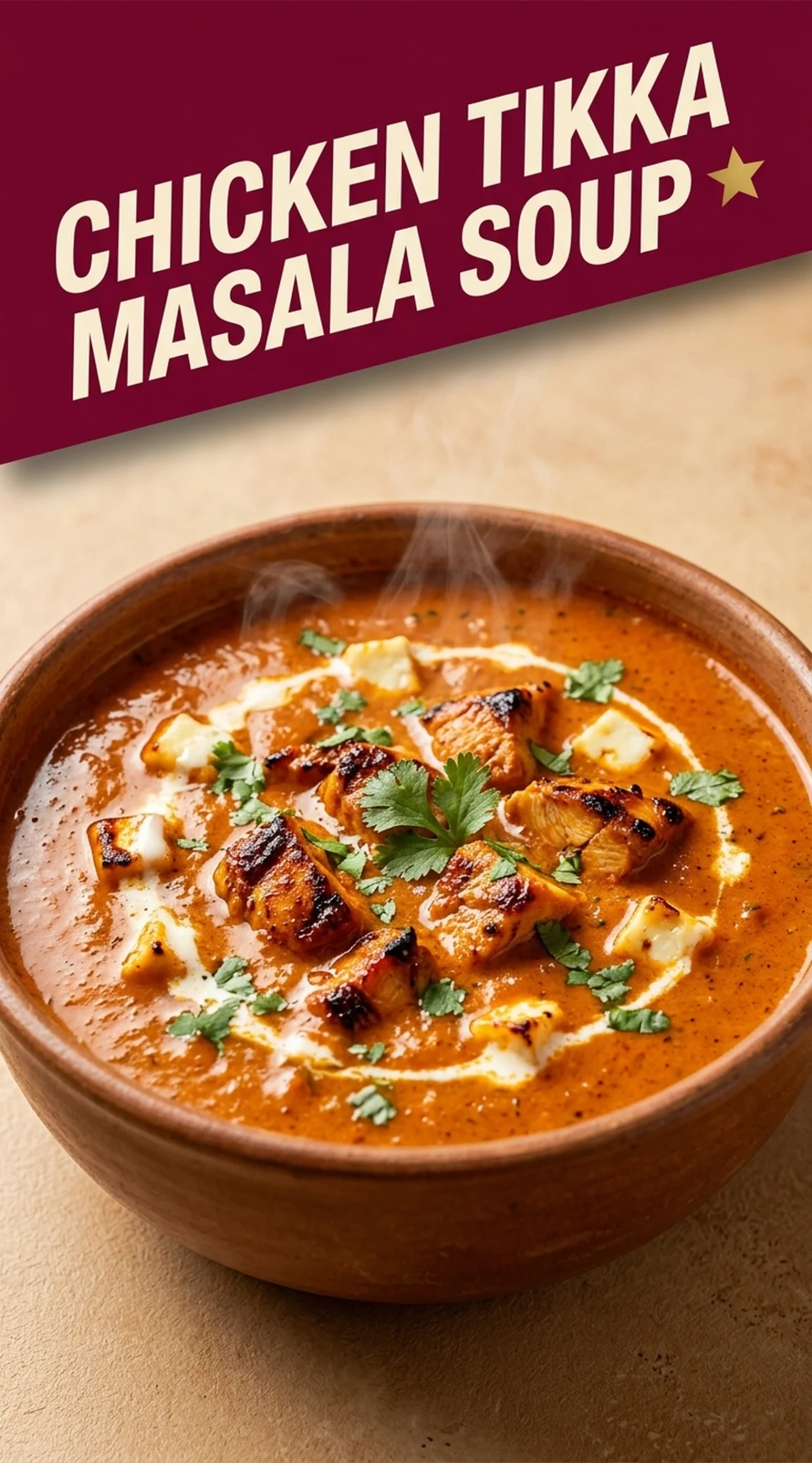 Creamy Chicken Tikka Masala Soup | Easy Indian Inspired Comfort Food Recipe recipe