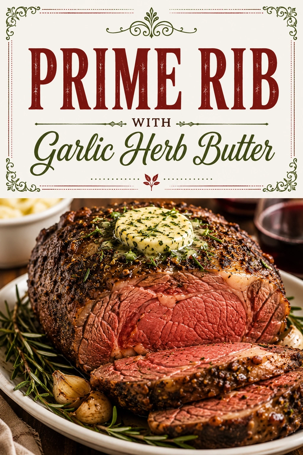 Prime Rib with Garlic Herb Butter | Easy Holiday Roast Beef Dinner Idea recipe