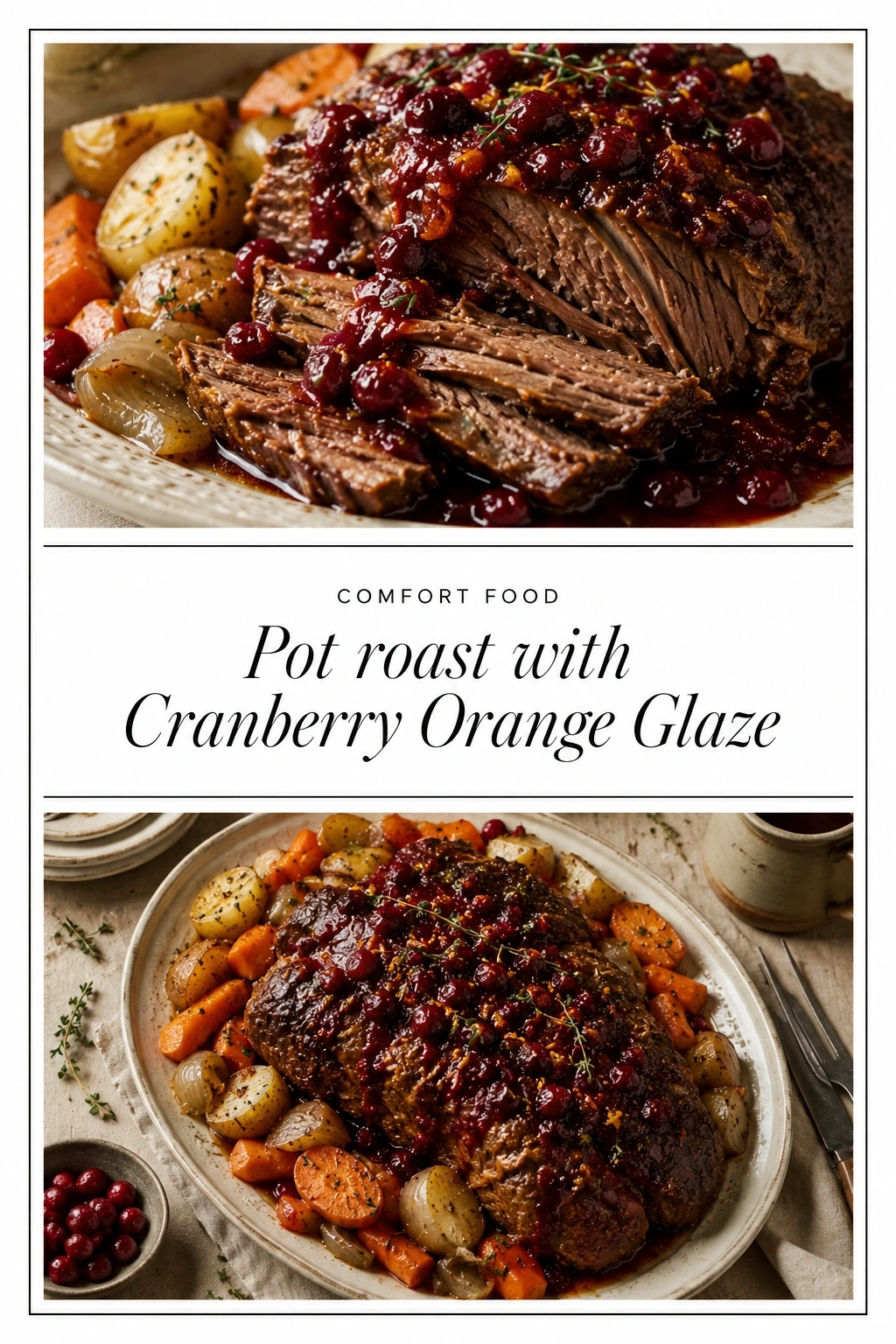 Pot Roast with Cranberry Orange Glaze | Cozy Slow Cooker Beef Roast Dinner recipe