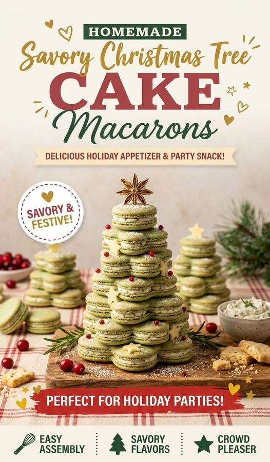 Savory Christmas Tree Cake Macarons Recipe Magic Delight | Festive Holiday Appetizers recipe