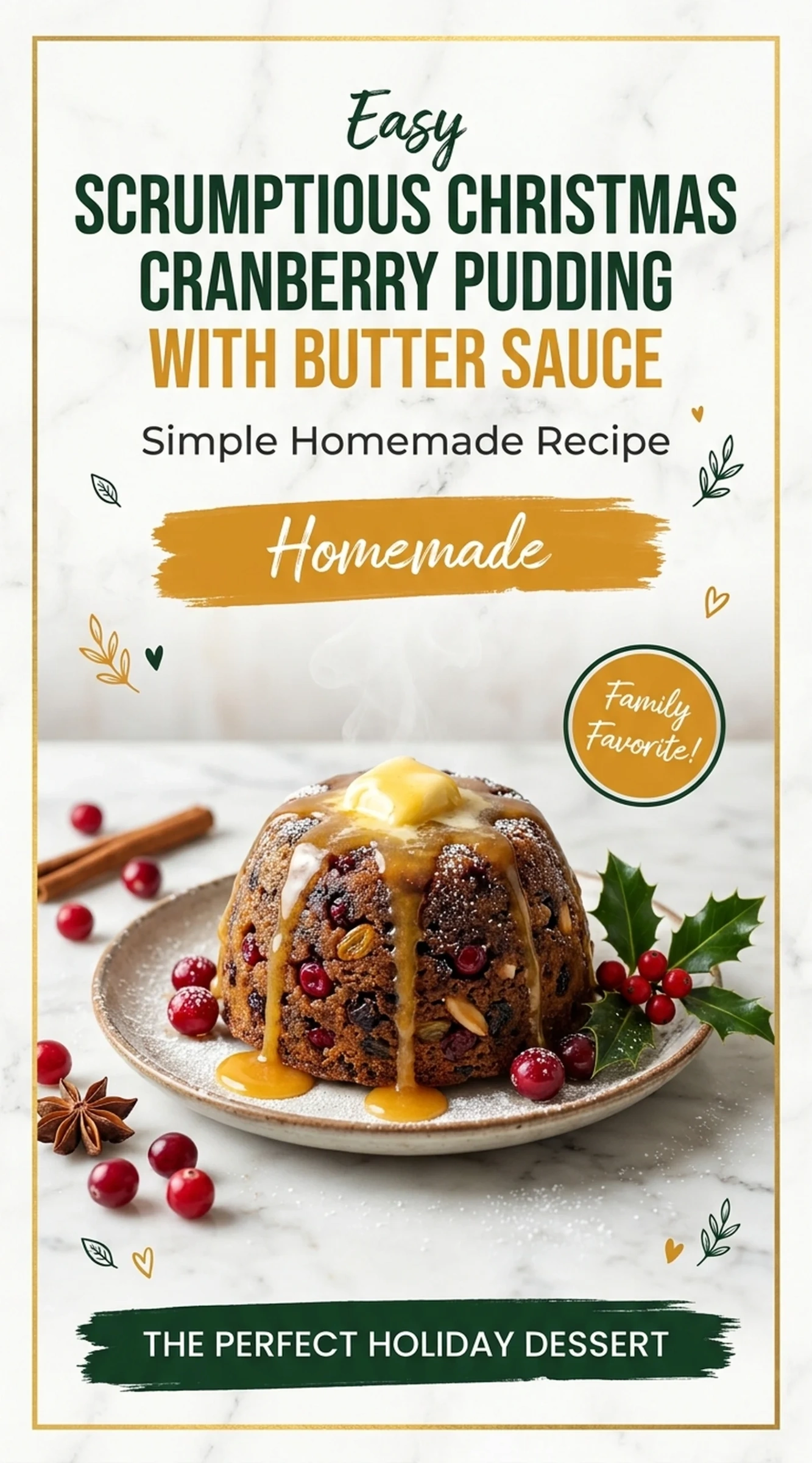 Scrumptious Christmas Cranberry Pudding with Butter Sauce | Festive Holiday Dessert recipe