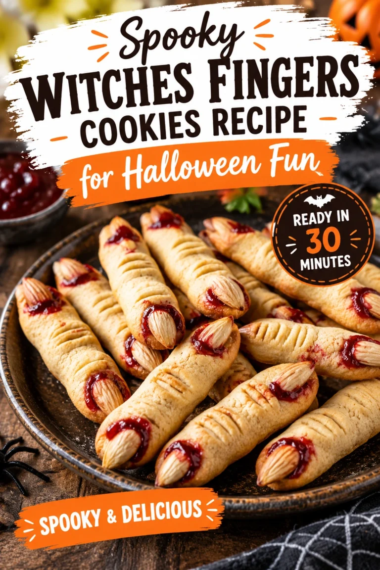 Long, pale cookies shaped like fingers with almond slivers for fingernails and red jam for bloody knuckle details.